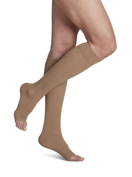 Unisex Essential Cotton Cl.2 Calf Open Toe Compression Socks